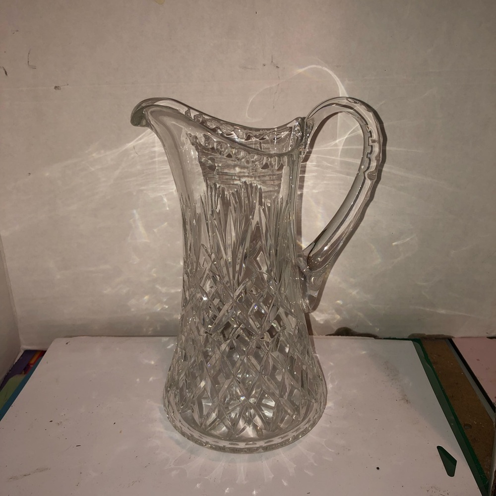 Vintage exquisite Crystal water or juice pitcher- 10” tall aprox- gorgeous.